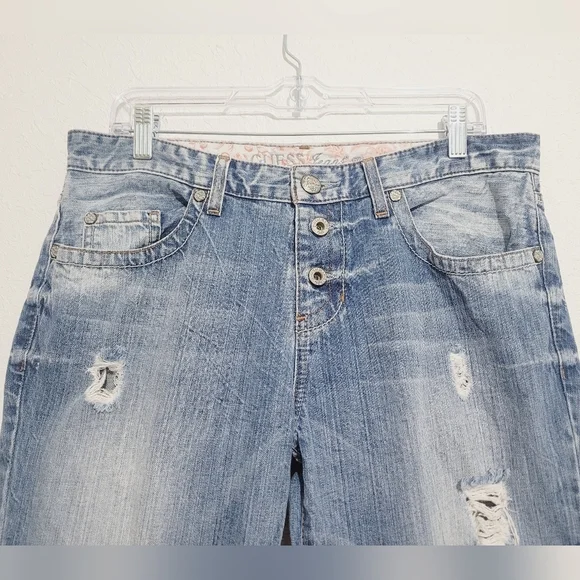 Y2K GUESS Jeans Boyfriend Distressed Button Fly 100% Cotton Denim Jeans Size 30 - Picture 3 of 15